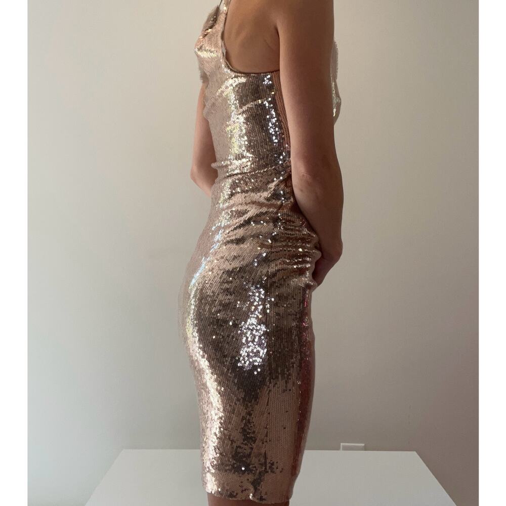 Nicole Miller Cocktail Party Dress Gold Sequins Size 8 - Picture 2 of 10